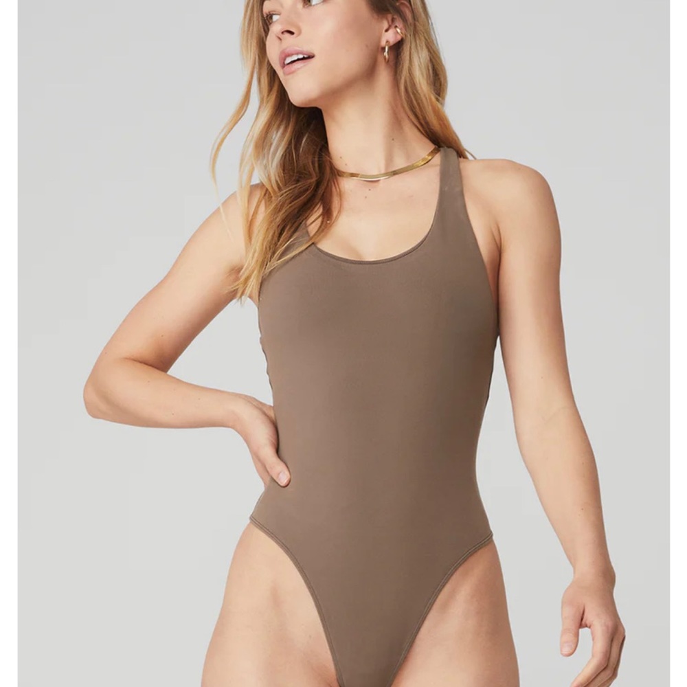 Alo Yoga Sleek Back Body Suit in Hot Cocoa in a size Medium. sold out.